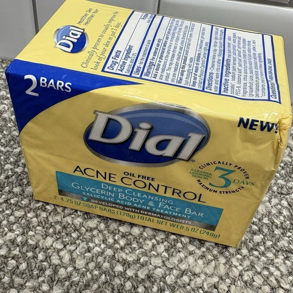 Dial Oil Free‎ Acne Control Deep Cleansing Bar Soap 2 Bars Sealed Discontinued